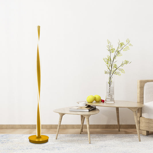 Yellow Twisted Stick Standing Light Nordic LED Acrylic Reading Floor Lamp for Living Room Clearhalo 'Floor Lamps' 'Lamps' Lighting' 979791