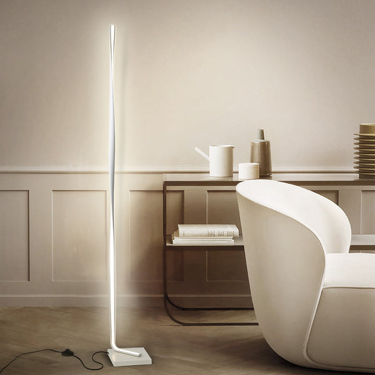 Black/White/Gold Column Stand Up Lighting Modernist LED Acrylic Floor Lamp for Study Room, Warm/White Light White Clearhalo 'Floor Lamps' 'Lamps' Lighting' 979810