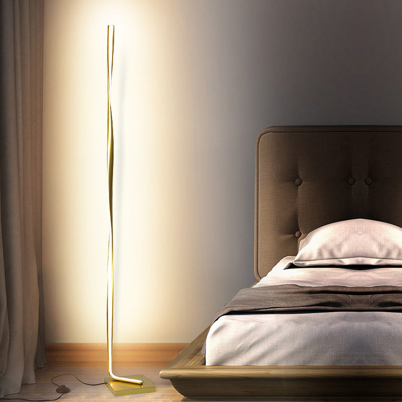 Black/White/Gold Column Stand Up Lighting Modernist LED Acrylic Floor Lamp for Study Room, Warm/White Light Clearhalo 'Floor Lamps' 'Lamps' Lighting' 979814