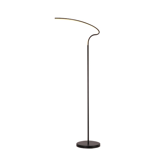 Modernist Curved Standing Lamp Metal LED Bedside Reading Floor Lighting in Black/White Clearhalo 'Floor Lamps' 'Lamps' Lighting' 979831