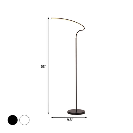 Modernist Curved Standing Lamp Metal LED Bedside Reading Floor Lighting in Black/White Clearhalo 'Floor Lamps' 'Lamps' Lighting' 979833