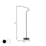 Modernist Curved Standing Lamp Metal LED Bedside Reading Floor Lighting in Black/White Clearhalo 'Floor Lamps' 'Lamps' Lighting' 979833