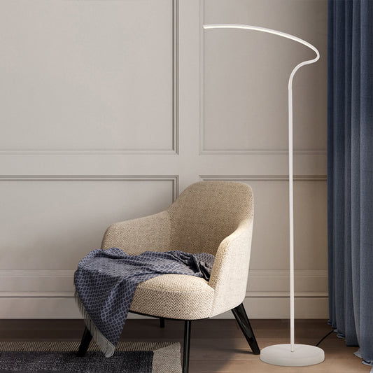 Modernist Curved Standing Lamp Metal LED Bedside Reading Floor Lighting in Black/White White Clearhalo 'Floor Lamps' 'Lamps' Lighting' 979834