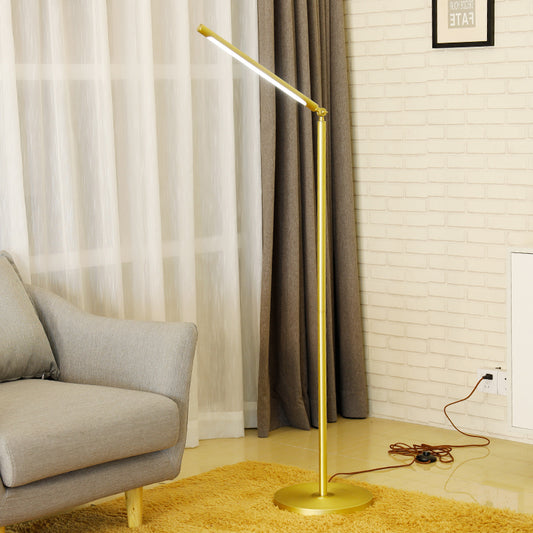 Brushed Brass Column Floor Lamp Minimalist LED Metallic Adjustable Standing Lighting for Living Room Clearhalo 'Floor Lamps' 'Lamps' Lighting' 979867