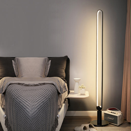 Black/White Oblong Frame Floor Lighting Simplicity LED Acrylic Stand Up Lamp for Study Room Black Clearhalo 'Floor Lamps' 'Lamps' Lighting' 979894