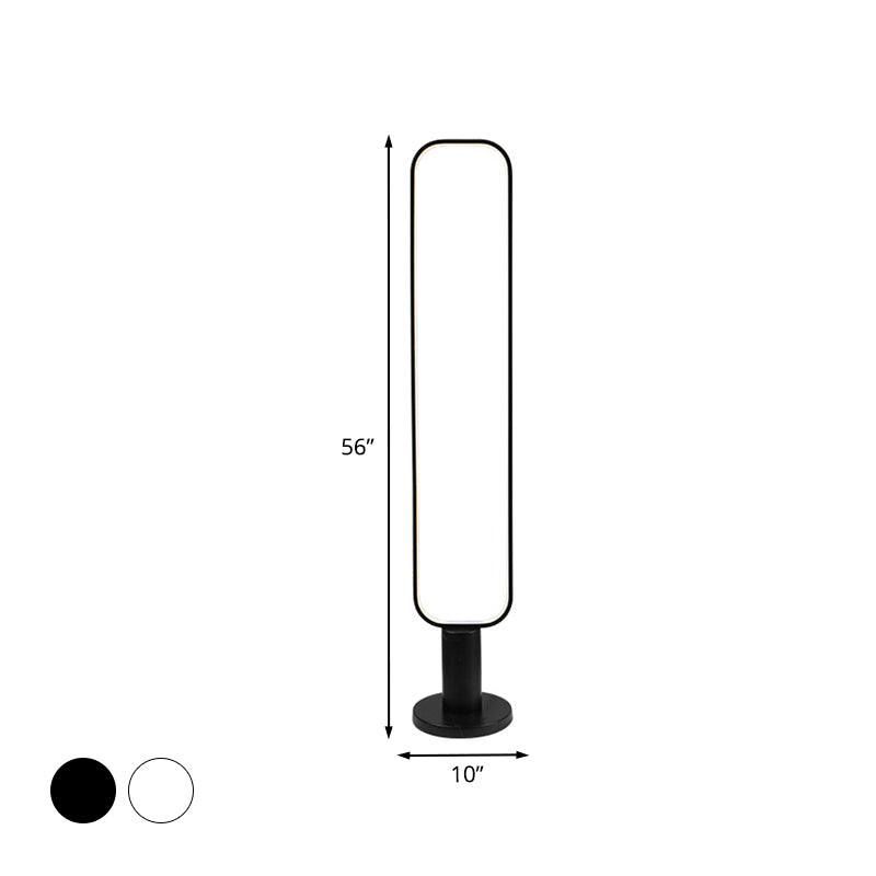 1/2 Tiers Rectangle Standing Light Minimalist Metal LED Bedroom Reading Floor Lamp in Black/White Clearhalo 'Floor Lamps' 'Lamps' Lighting' 979905