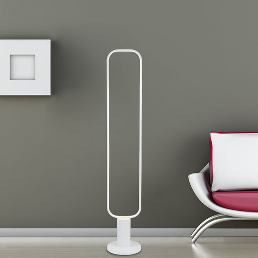 1/2 Tiers Rectangle Standing Light Minimalist Metal LED Bedroom Reading Floor Lamp in Black/White Clearhalo 'Floor Lamps' 'Lamps' Lighting' 979907