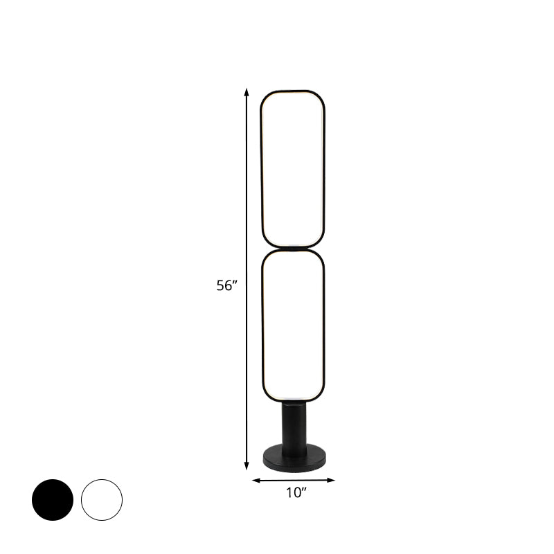 1/2 Tiers Rectangle Standing Light Minimalist Metal LED Bedroom Reading Floor Lamp in Black/White Clearhalo 'Floor Lamps' 'Lamps' Lighting' 979914