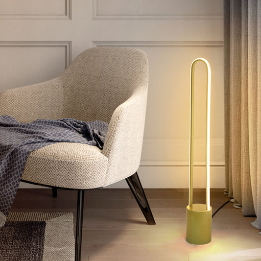 Nordic Ellipsed Floor Reading Lamp Acrylic 39"/55" H LED Bedroom Standing Light in Gold, Warm/White Light Gold Clearhalo 'Floor Lamps' 'Lamps' Lighting' 979919