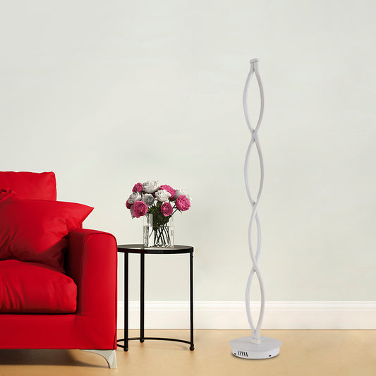 White Twisted Line Floor Light Modern LED Acrylic Standing Lamp with Spiral Design in Warm/White/Natural Light White Clearhalo 'Floor Lamps' 'Lamps' Lighting' 979928