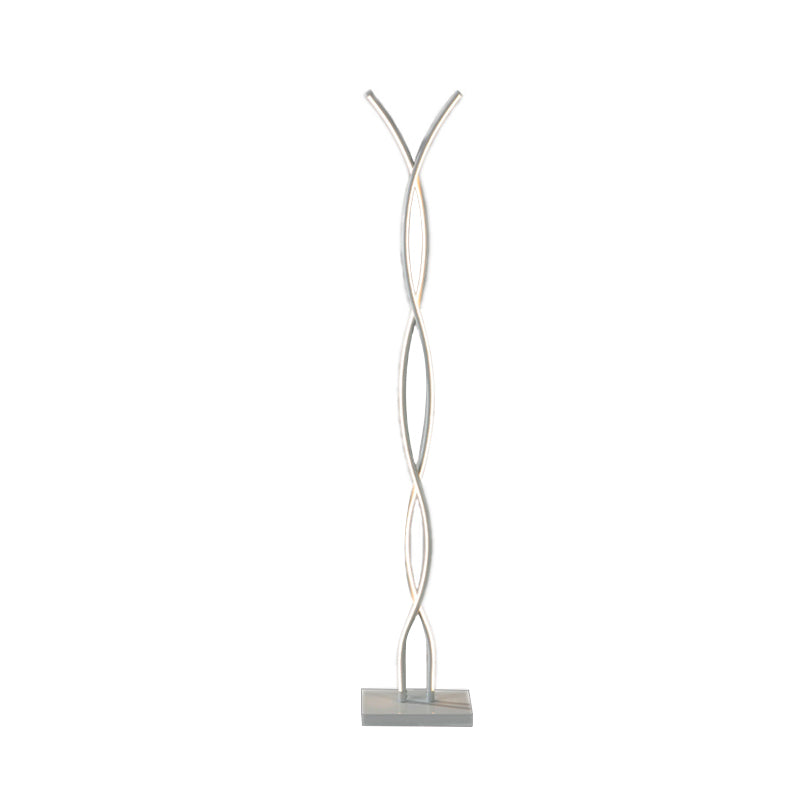 Waving Line Stand Up Lamp Minimalist Metal LED White Floor Reading Lighting in Warm/White/Natural Light for Study Room Clearhalo 'Floor Lamps' 'Lamps' Lighting' 979933