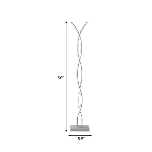Waving Line Stand Up Lamp Minimalist Metal LED White Floor Reading Lighting in Warm/White/Natural Light for Study Room Clearhalo 'Floor Lamps' 'Lamps' Lighting' 979935