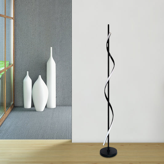 Contemporary Swirly Floor Reading Lighting Acrylic LED Bedroom Standing Lamp in Black, Warm/White/Natural Light Black Clearhalo 'Floor Lamps' 'Lamps' Lighting' 979936