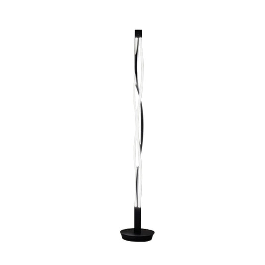Black/White Twisted Stick Stand Up Lamp Nordic LED Metallic Floor Reading Lighting with Spiral Design in Warm/White/Natural Light Clearhalo 'Floor Lamps' 'Lamps' Lighting' 979942