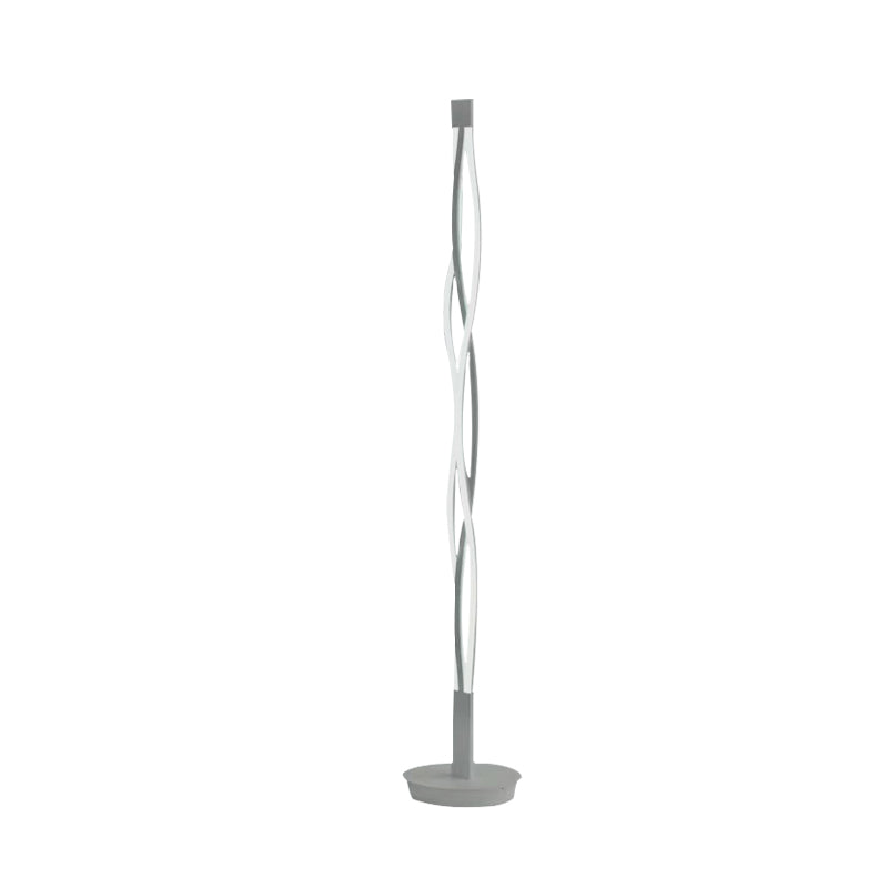 Black/White Twisted Stick Stand Up Lamp Nordic LED Metallic Floor Reading Lighting with Spiral Design in Warm/White/Natural Light Clearhalo 'Floor Lamps' 'Lamps' Lighting' 979947