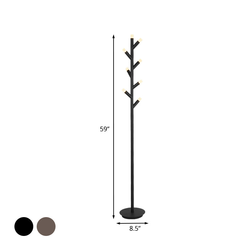 Metal Tree Shape Floor Reading Light Modernist Black/Coffee LED Standing Lamp for Study Room Clearhalo 'Floor Lamps' 'Lamps' Lighting' 979951