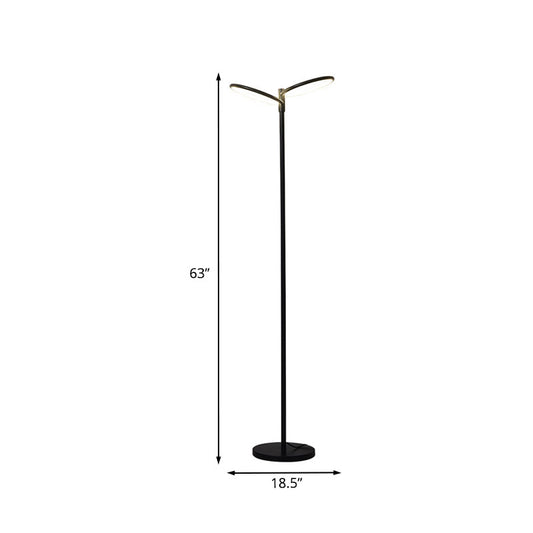 Metal Round Shade Standing Lamp Contemporary LED Black Floor Reading Light for Bedside Clearhalo 'Floor Lamps' 'Lamps' Lighting' 979967