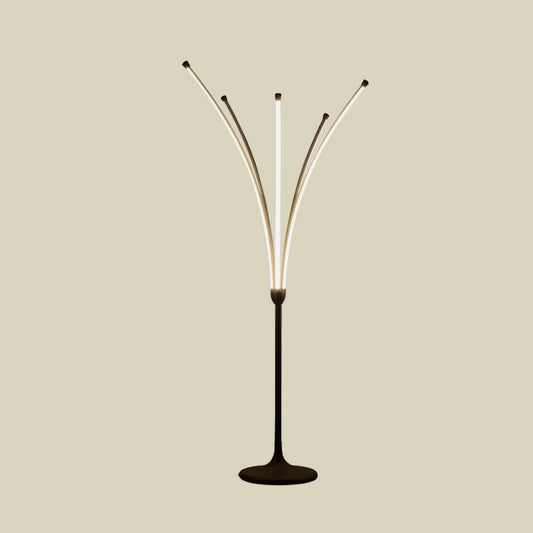 Simplicity Flower-Like Standing Light Acrylic LED Bedroom Reading Floor Lamp in Black Clearhalo 'Floor Lamps' 'Lamps' Lighting' 979974