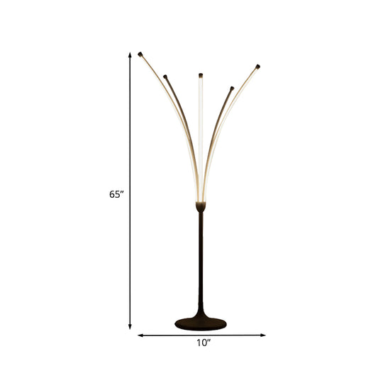 Simplicity Flower-Like Standing Light Acrylic LED Bedroom Reading Floor Lamp in Black Clearhalo 'Floor Lamps' 'Lamps' Lighting' 979975