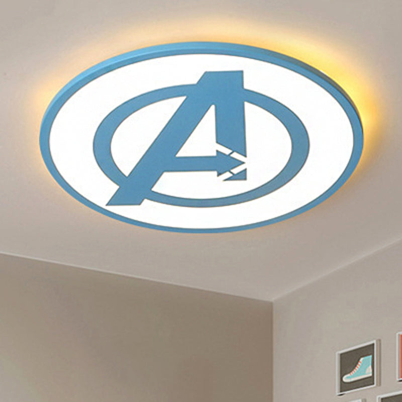 Acrylic Round Flush Mount Light with Letter Modern Style Ceiling Light in Blue for Bedroom Blue Clearhalo 'Ceiling Lights' 'Close To Ceiling Lights' 'Close to ceiling' 'Flush mount' Lighting' 980634