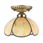Beige Domed Ceiling Mount Light 1 Head Tiffany Antique Art Glass Ceiling Light for Kitchen Clearhalo 'Ceiling Lights' 'Close To Ceiling Lights' 'Close to ceiling' 'Glass shade' 'Glass' 'Island Lights' 'Semi-flushmount' 'Tiffany close to ceiling' 'Tiffany' Lighting' 98089