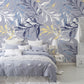 Big Illustration Classic Mural Wallpaper for Bedroom with Leaf and Branch in Grey and Blue Clearhalo 'Wall Decor' 'Wall Mural' 982201