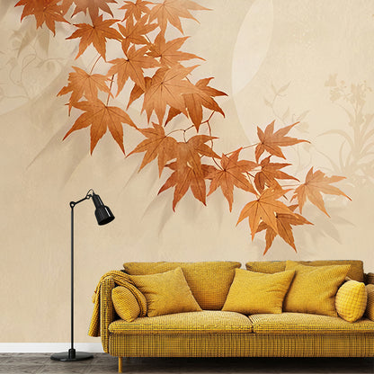 Non-Woven Fabric Large Wall Mural Yellow Maple Wall Art, Personalized Size Available Yellow Clearhalo 'Wall Decor' 'Wall Mural' 982218