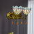 Ridged Bell Stained Glass Wall Lighting Mediterranean 2-Light Brass Vanity Light Fixture Brass Clearhalo 'Art deco wall lights' 'Cast Iron' 'Glass' 'Industrial' 'Middle century wall lights' 'Modern' 'Tiffany wall lights' 'Tiffany' 'Traditional wall lights' 'Wall Lamps & Sconces' 'Wall Lights' Lighting' 982470
