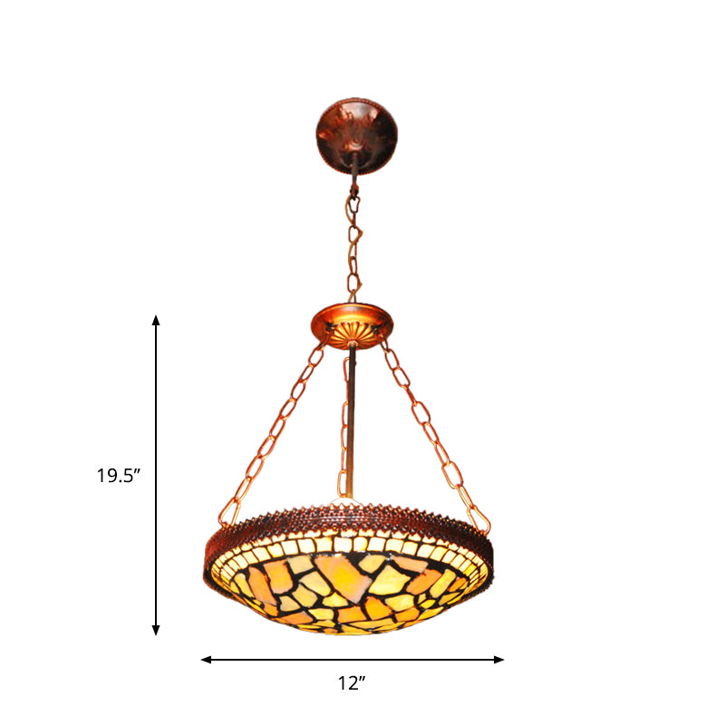 Rust 2-Head Hanging Lamp Baroque Hand Cut Glass Dome Shaped Chandelier Pendant Light Clearhalo 'Ceiling Lights' 'Chandeliers' 'Industrial' 'Middle Century Chandeliers' 'Tiffany Chandeliers' 'Tiffany close to ceiling' 'Tiffany' Lighting' 982502