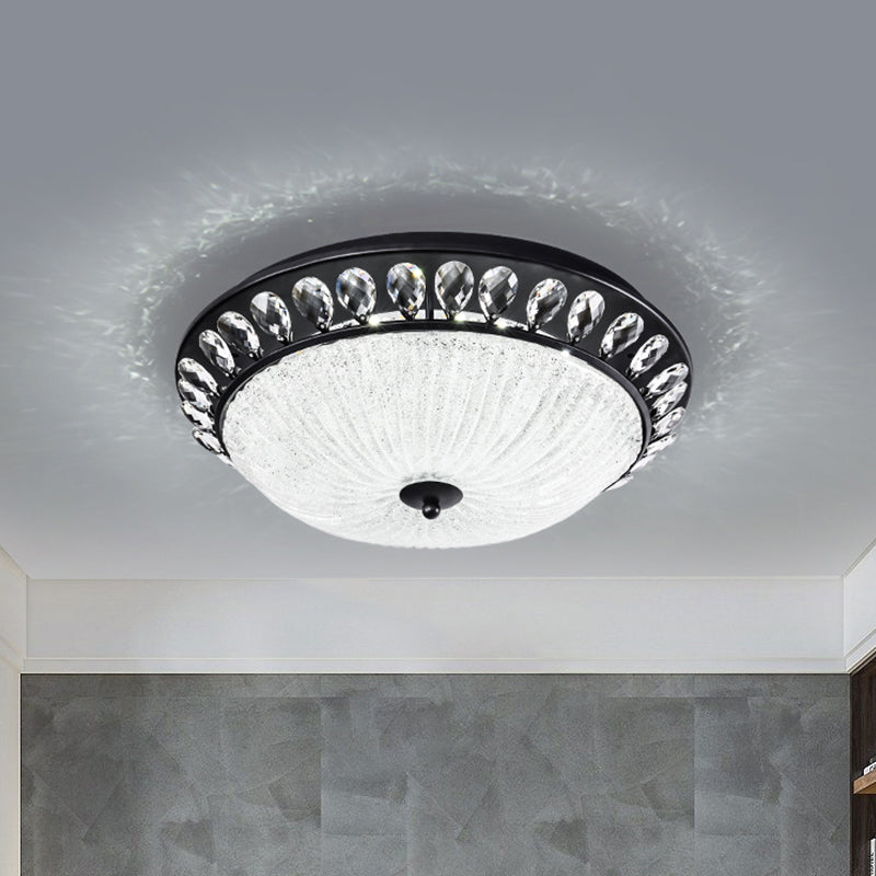 Clear Crystal Glass Dome Flushmount Modern LED Black Flush Mounted Light for Bedroom - Clearhalo - 'Ceiling Lights' - 'Close To Ceiling Lights' - 'Close to ceiling' - 'Flush mount' - Lighting' - 982549