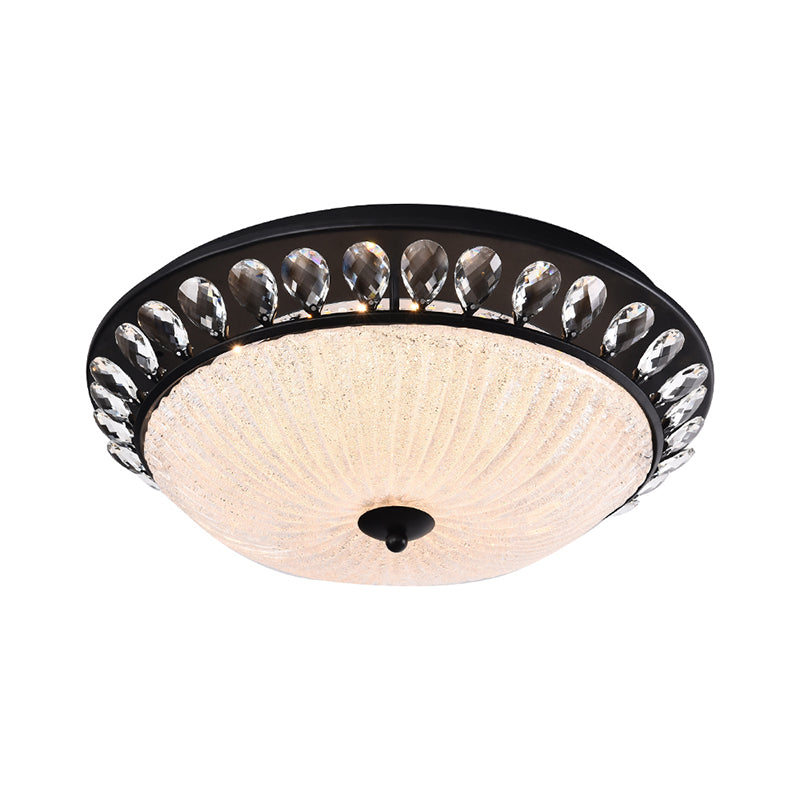 Clear Crystal Glass Dome Flushmount Modern LED Black Flush Mounted Light for Bedroom - Clearhalo - 'Ceiling Lights' - 'Close To Ceiling Lights' - 'Close to ceiling' - 'Flush mount' - Lighting' - 982550