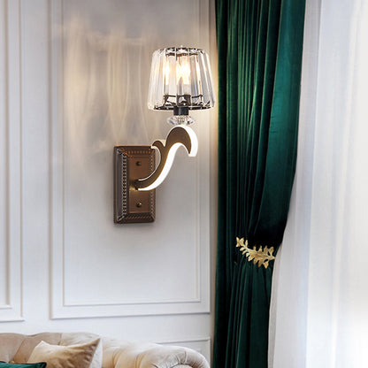 Crystal Block Cone Shade Wall Mounted Light Minimal 1/2-Head Black Wall Lamp for Bedroom 1.0 Black Clearhalo 'Cast Iron' 'Glass' 'Industrial' 'Modern wall lights' 'Modern' 'Tiffany' 'Traditional wall lights' 'Wall Lamps & Sconces' 'Wall Lights' Lighting' 982600