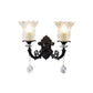 Minimalist 1/2-Bulb Wall Lighting with Clear Crystal Glass Shade Black Flower Wall Mount Lamp Clearhalo 'Modern wall lights' 'Modern' 'Wall Lamps & Sconces' 'Wall Lights' Lighting' 982636