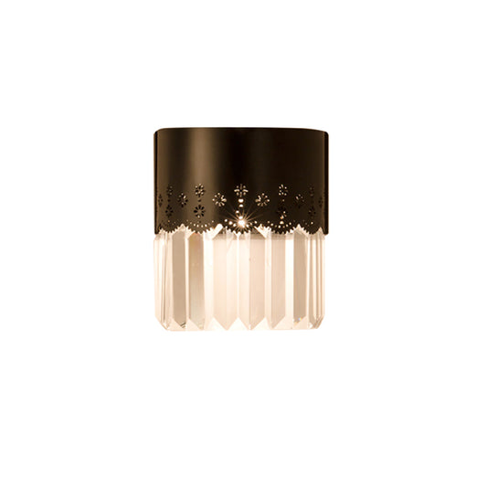 Black Half-Cylinder Wall Sconce Lighting Simple 1 Head Crystal Block Wall Lamp Fixture for Bedside Clearhalo 'Cast Iron' 'Glass' 'Industrial' 'Modern wall lights' 'Modern' 'Tiffany' 'Traditional wall lights' 'Wall Lamps & Sconces' 'Wall Lights' Lighting' 982640