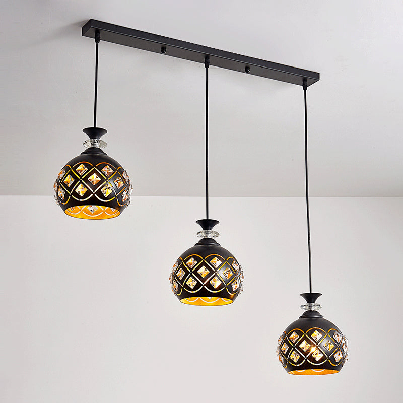 Black Globe/Oval/Waterdrop Pendant Light Modernist 3-Light Metal Multi Ceiling Lamp over Dining Table Clearhalo 'Ceiling Lights' 'Modern Pendants' 'Modern' 'Pendant Lights' 'Pendants' Lighting' 982682