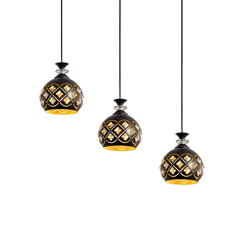 Black Globe/Oval/Waterdrop Pendant Light Modernist 3-Light Metal Multi Ceiling Lamp over Dining Table Clearhalo 'Ceiling Lights' 'Modern Pendants' 'Modern' 'Pendant Lights' 'Pendants' Lighting' 982683