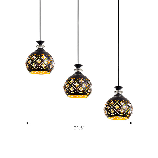 Black Globe/Oval/Waterdrop Pendant Light Modernist 3-Light Metal Multi Ceiling Lamp over Dining Table Clearhalo 'Ceiling Lights' 'Modern Pendants' 'Modern' 'Pendant Lights' 'Pendants' Lighting' 982684