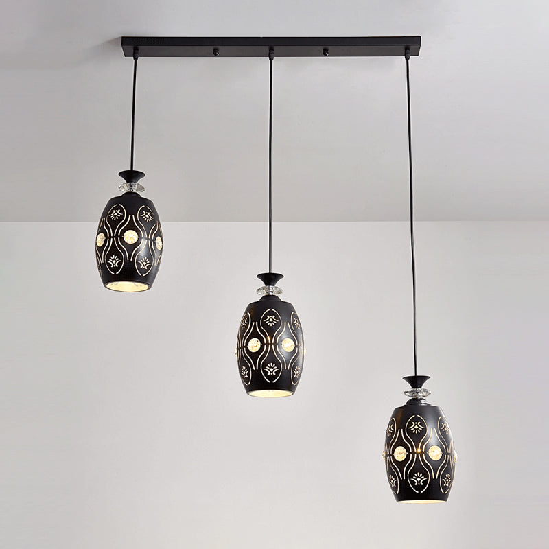 Black Globe/Oval/Waterdrop Pendant Light Modernist 3-Light Metal Multi Ceiling Lamp over Dining Table Clearhalo 'Ceiling Lights' 'Modern Pendants' 'Modern' 'Pendant Lights' 'Pendants' Lighting' 982687