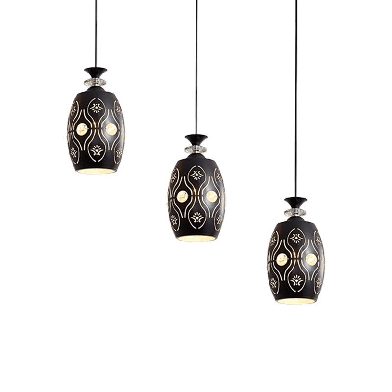 Black Globe/Oval/Waterdrop Pendant Light Modernist 3-Light Metal Multi Ceiling Lamp over Dining Table Clearhalo 'Ceiling Lights' 'Modern Pendants' 'Modern' 'Pendant Lights' 'Pendants' Lighting' 982688