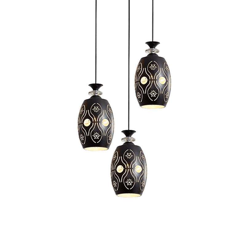 Globe/Oval/Waterdrop Cluster Pendant Modernist Metallic 3 Heads Dining Room Pendulum Light in Black Clearhalo 'Ceiling Lights' 'Modern Pendants' 'Modern' 'Pendant Lights' 'Pendants' Lighting' 982702