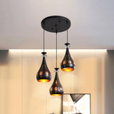 Globe/Oval/Waterdrop Cluster Pendant Modernist Metallic 3 Heads Dining Room Pendulum Light in Black Clearhalo 'Ceiling Lights' 'Modern Pendants' 'Modern' 'Pendant Lights' 'Pendants' Lighting' 982705