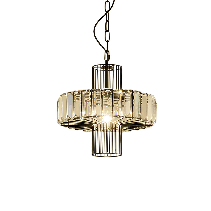 Geometric Crystal Block Hanging Lighting Modern 1 Head Black Ceiling Pendant Lamp Clearhalo 'Ceiling Lights' 'Modern Pendants' 'Modern' 'Pendant Lights' 'Pendants' Lighting' 982714