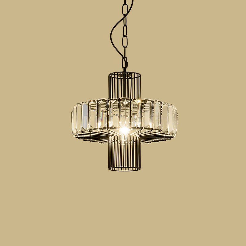 Geometric Crystal Block Hanging Lighting Modern 1 Head Black Ceiling Pendant Lamp Clearhalo 'Ceiling Lights' 'Modern Pendants' 'Modern' 'Pendant Lights' 'Pendants' Lighting' 982715