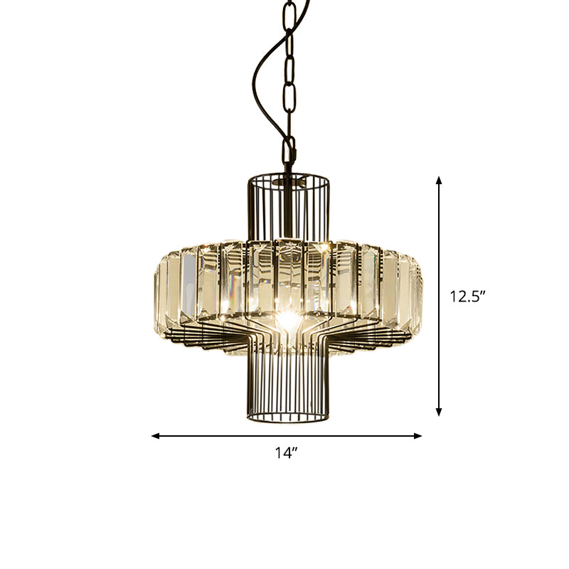 Geometric Crystal Block Hanging Lighting Modern 1 Head Black Ceiling Pendant Lamp Clearhalo 'Ceiling Lights' 'Modern Pendants' 'Modern' 'Pendant Lights' 'Pendants' Lighting' 982716