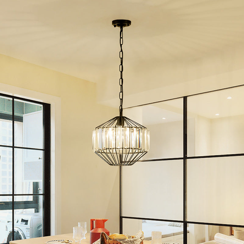 Geometric Crystal Block Hanging Lighting Modern 1 Head Black Ceiling Pendant Lamp Clearhalo 'Ceiling Lights' 'Modern Pendants' 'Modern' 'Pendant Lights' 'Pendants' Lighting' 982718