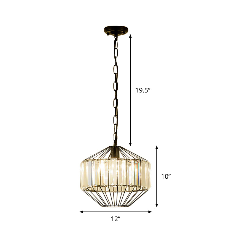 Geometric Crystal Block Hanging Lighting Modern 1 Head Black Ceiling Pendant Lamp Clearhalo 'Ceiling Lights' 'Modern Pendants' 'Modern' 'Pendant Lights' 'Pendants' Lighting' 982721