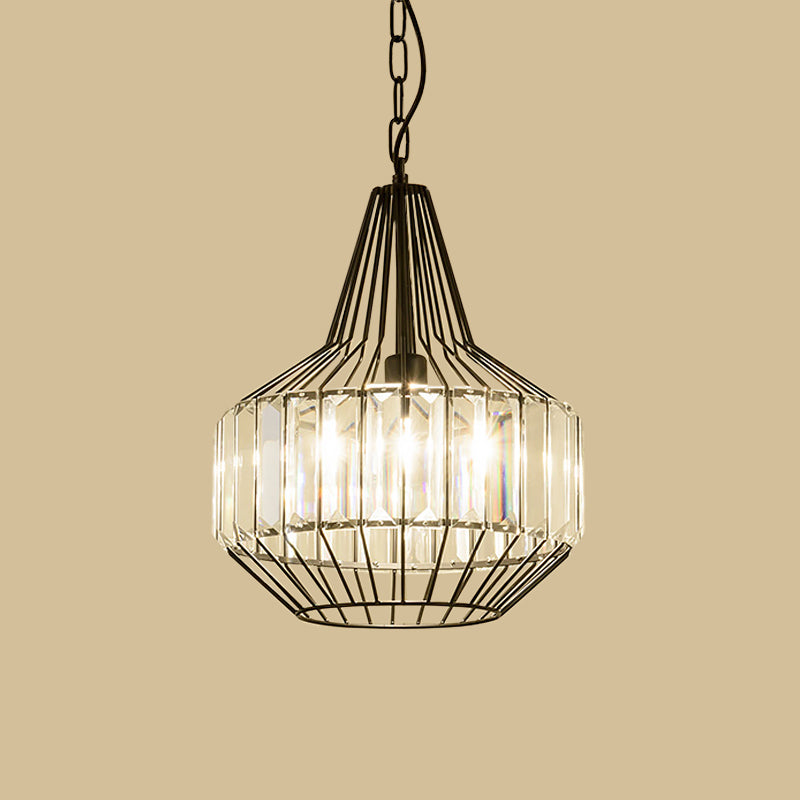 Black Teardrop-Like Pendulum Light Minimalism 1 Bulb Clear Crystal Rectangle Suspension Lamp Clearhalo 'Ceiling Lights' 'Modern Pendants' 'Modern' 'Pendant Lights' 'Pendants' Lighting' 982724