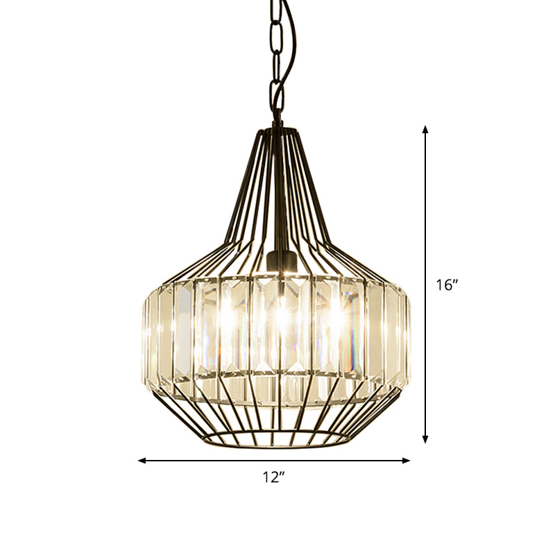 Black Teardrop-Like Pendulum Light Minimalism 1 Bulb Clear Crystal Rectangle Suspension Lamp Clearhalo 'Ceiling Lights' 'Modern Pendants' 'Modern' 'Pendant Lights' 'Pendants' Lighting' 982725