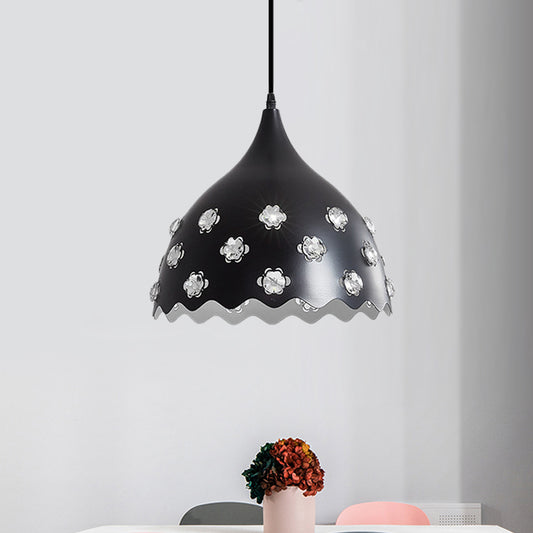 1 Bulb Dining Room Down Lighting Modern Black Finish Hanging Ceiling Lamp with Onion Metal Shade Black A Clearhalo 'Ceiling Lights' 'Modern Pendants' 'Modern' 'Pendant Lights' 'Pendants' Lighting' 982735