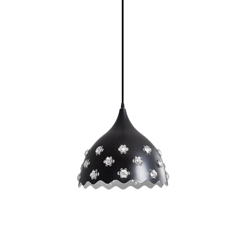 1 Bulb Dining Room Down Lighting Modern Black Finish Hanging Ceiling Lamp with Onion Metal Shade Clearhalo 'Ceiling Lights' 'Modern Pendants' 'Modern' 'Pendant Lights' 'Pendants' Lighting' 982738